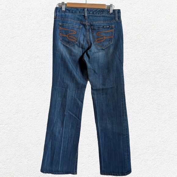 Vintage Y2K Seven7 Jeans Low Rise Flare Denim Dark Wash Preppy Size 4 - Picture 2 of 9